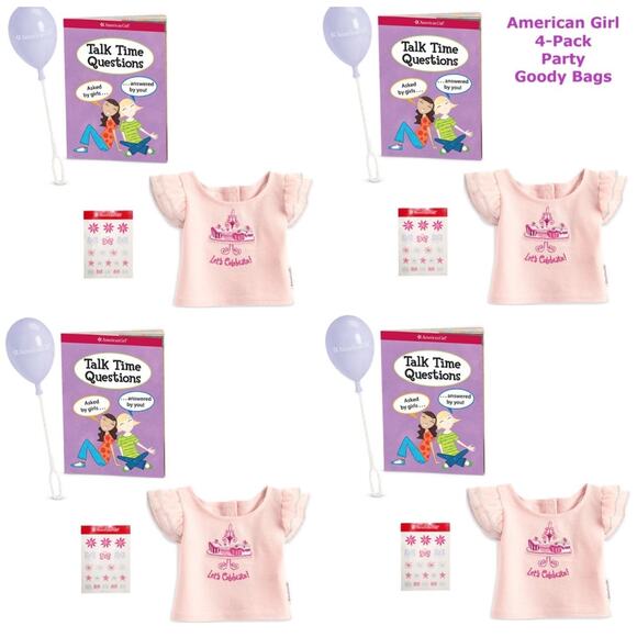 Set (4) American Girl Birthday Party Packs GOODIE BAGS Balloon Stickers Book Top - Picture 1 of 9
